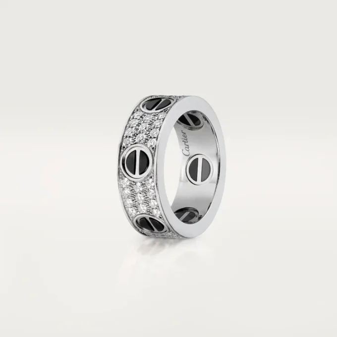 Love-ring, bezet met diamanten, keramiek – Witgoud, keramiek, diamanten – Cartier