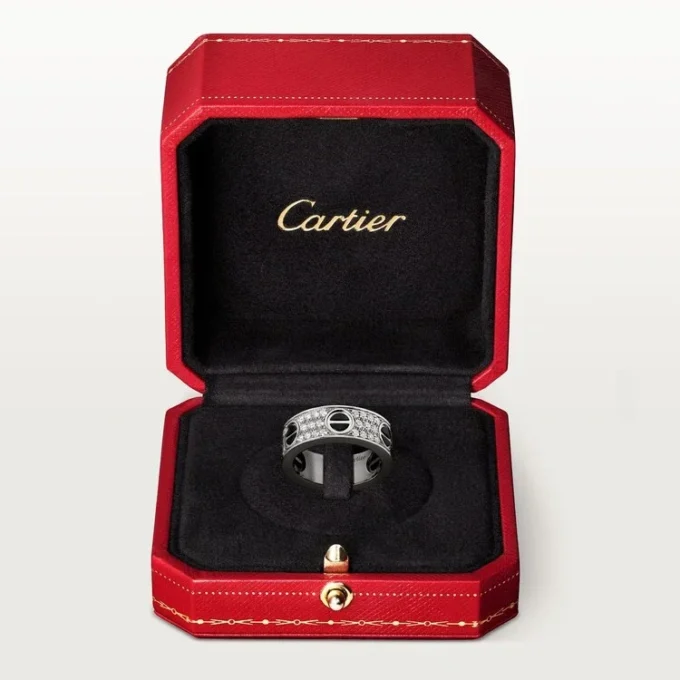 Love-ring, bezet met diamanten, keramiek – Witgoud, keramiek, diamanten – Cartier