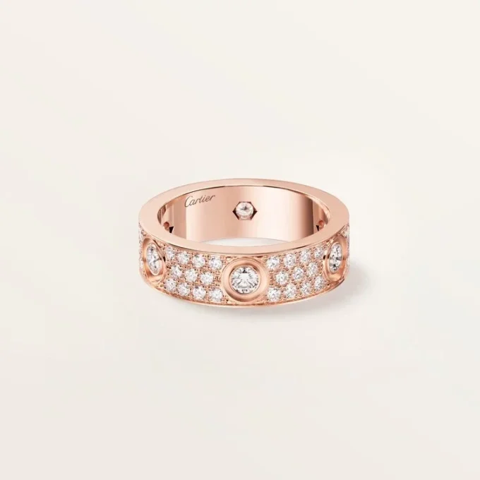 Love-ring, klassiek model, bezet met 6 diamanten