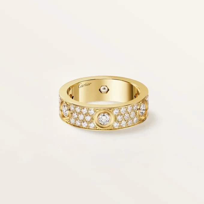 Love-ring, klassiek model, bezet met 6 diamanten