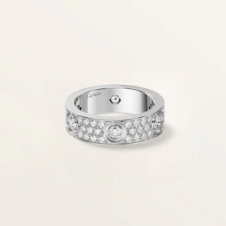 Love-ring, klassiek model, bezet met 6 diamanten