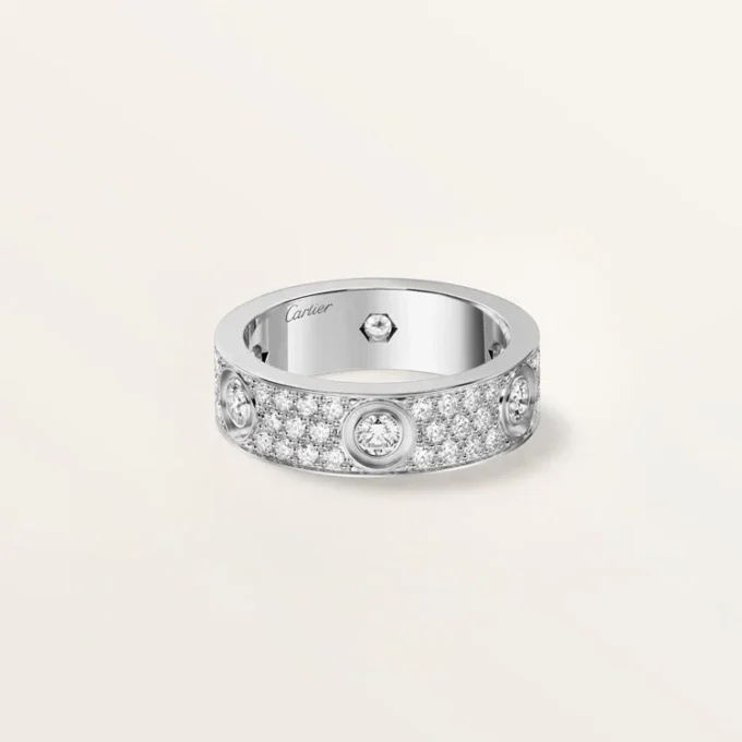 Love-ring, klassiek model, bezet met 6 diamanten