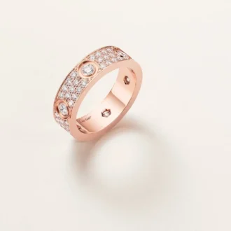 Love-ring, klassiek model, bezet met 6 diamanten