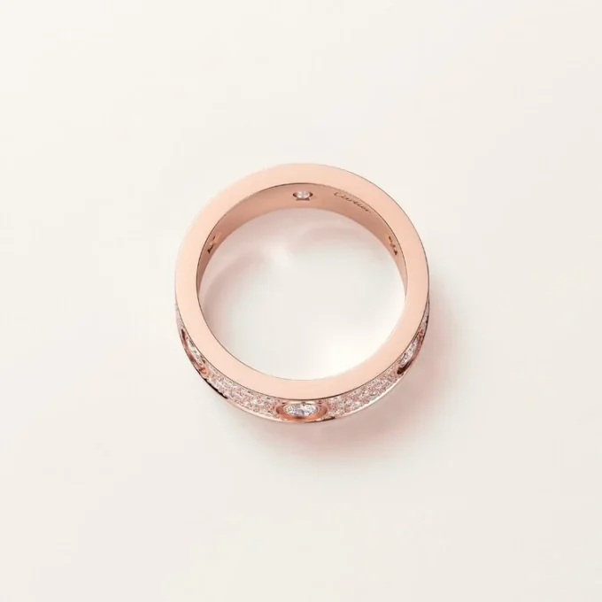 Love-ring, klassiek model, bezet met 6 diamanten