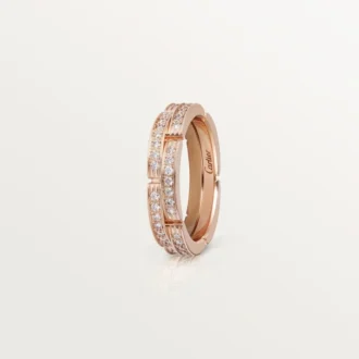 Maillon Panthere dunne trouwring, 2 rijen met halve diamanten – Roségoud, Diamanten – Cartier