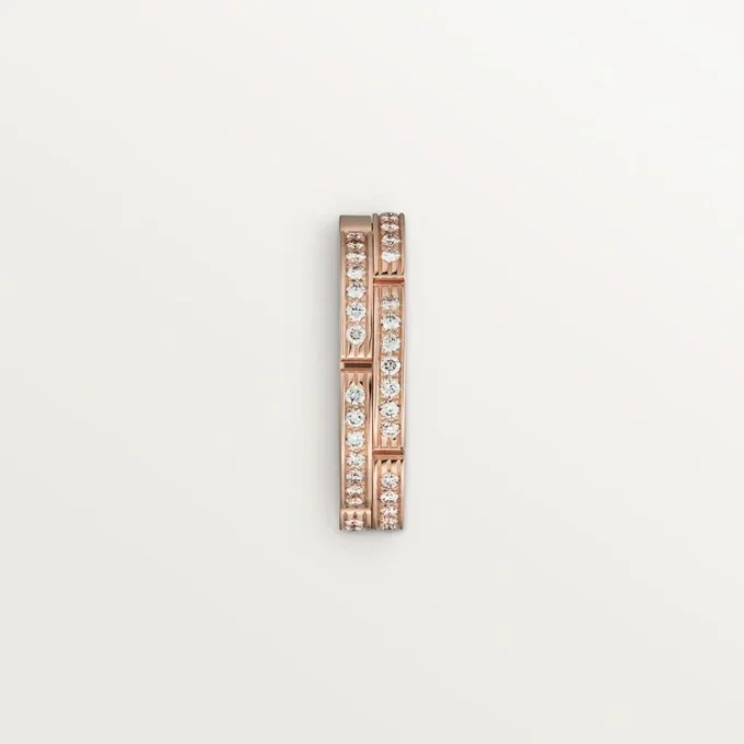 Maillon Panthere dunne trouwring, 2 rijen met halve diamanten – Roségoud, Diamanten – Cartier