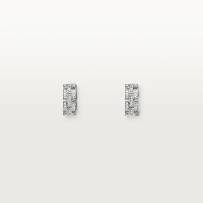 Maillon Panthere-oorbellen, 3 rijen met diamanten – Witgoud, Diamanten – Cartier