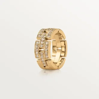 Maillon Panthere-ring, 3 rijen met halve diamanten – geelgoud, diamanten – Cartier
