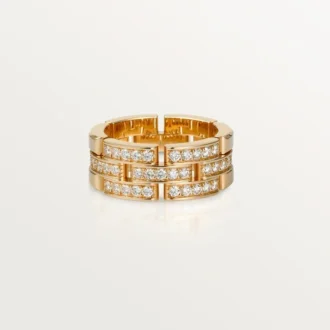 Maillon Panthere-ring, 3 rijen met halve diamanten – Roségoud, diamanten – Cartier