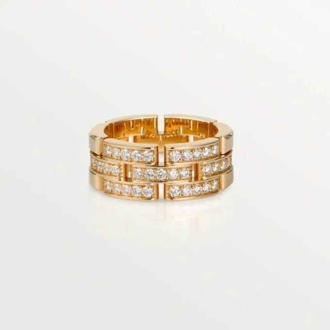 Maillon Panthere-ring, 3 rijen met halve diamanten – Roségoud, diamanten – Cartier