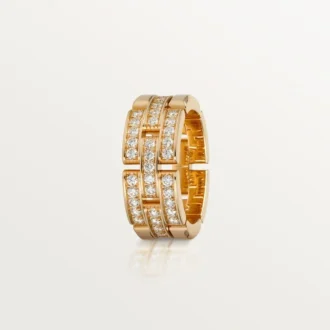 Maillon Panthere-ring, 3 rijen met halve diamanten – Roségoud, diamanten – Cartier