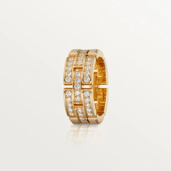 Maillon Panthere-ring, 3 rijen met halve diamanten – Roségoud, diamanten – Cartier
