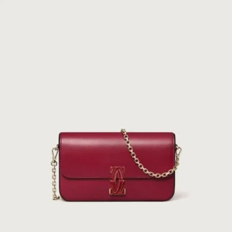 Mini-kettingtas, Double C de Cartier – kersenrood kalfsleer, goud en kersenrode emaille afwerking – Cartier
