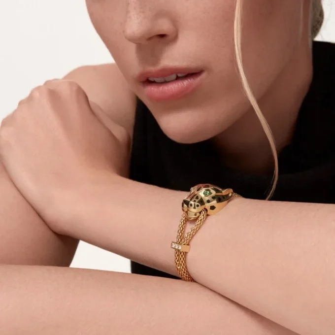 Panthere De Cartier-armband, aan ketting, diamanten