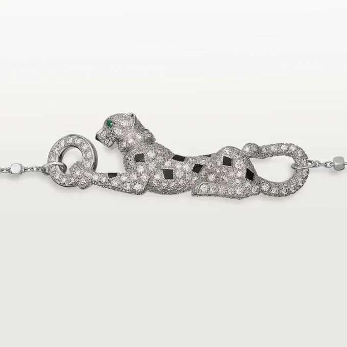 Panthere De Cartier-armband, aan ketting, half bezet