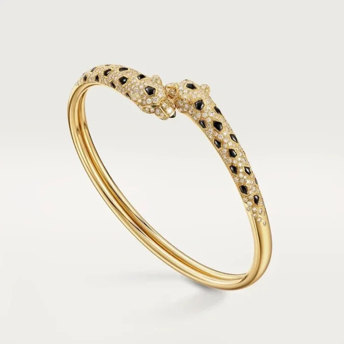 Panthere De Cartier-armband, klein model, half bezet