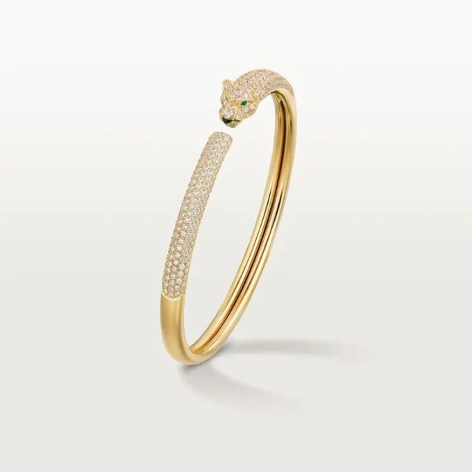 Panthere De Cartier-armband, klein model, half bezet