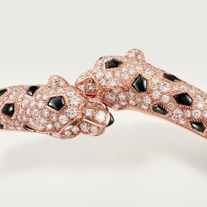 Panthere De Cartier-armband, klein model, half bezet