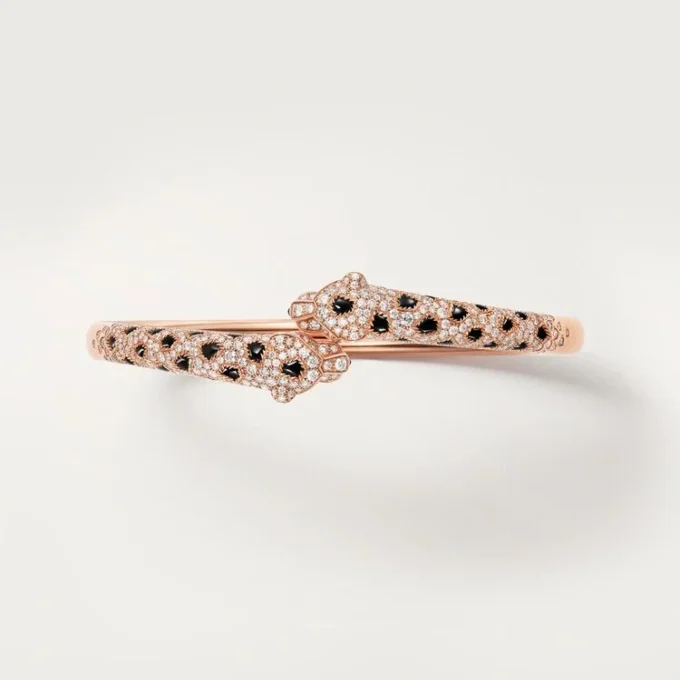 Panthere De Cartier-armband, klein model, half bezet