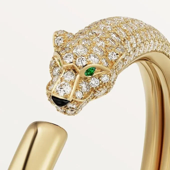 Panthere De Cartier-armband, klein model, half bezet
