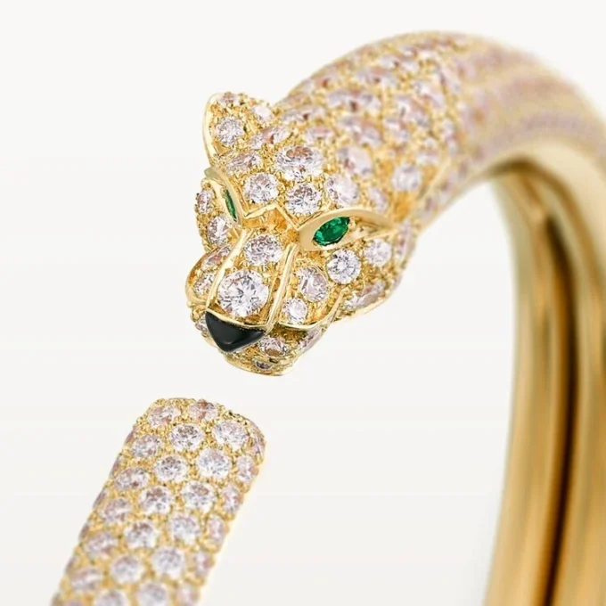 Panthere De Cartier-armband, klein model, half bezet