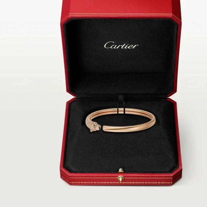 Panthere De Cartier-armband, klein model, half bezet