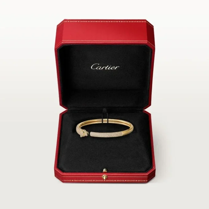 Panthere De Cartier-armband, klein model, half bezet