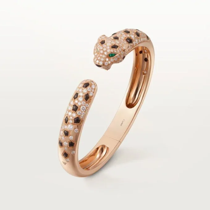 Panthere De Cartier-armband, middelgroot model, half bezet