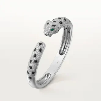 Panthere De Cartier-armband, middelgroot model, half bezet