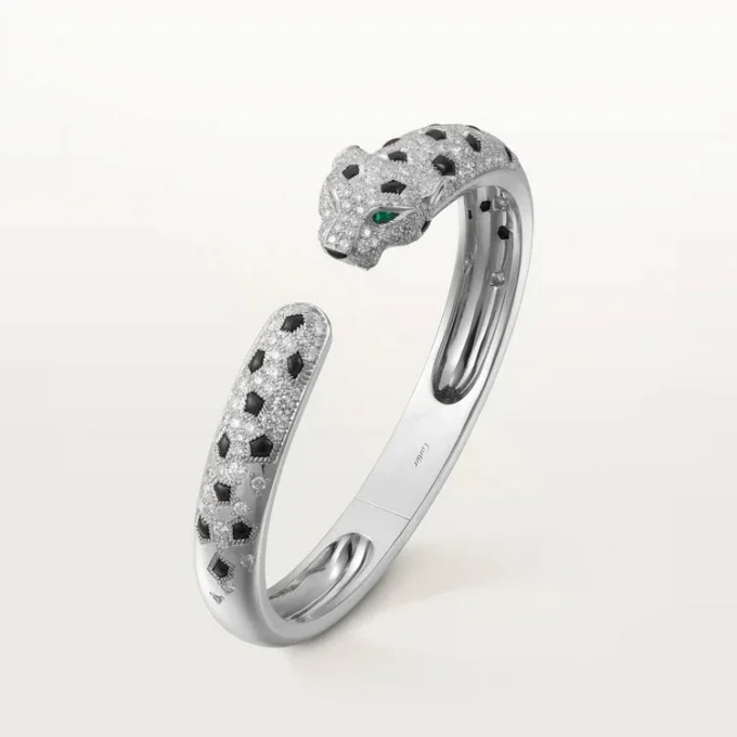 Panthere De Cartier-armband, middelgroot model, half bezet
