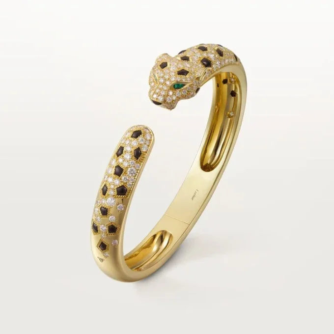 Panthere De Cartier-armband, middelgroot model, half bezet