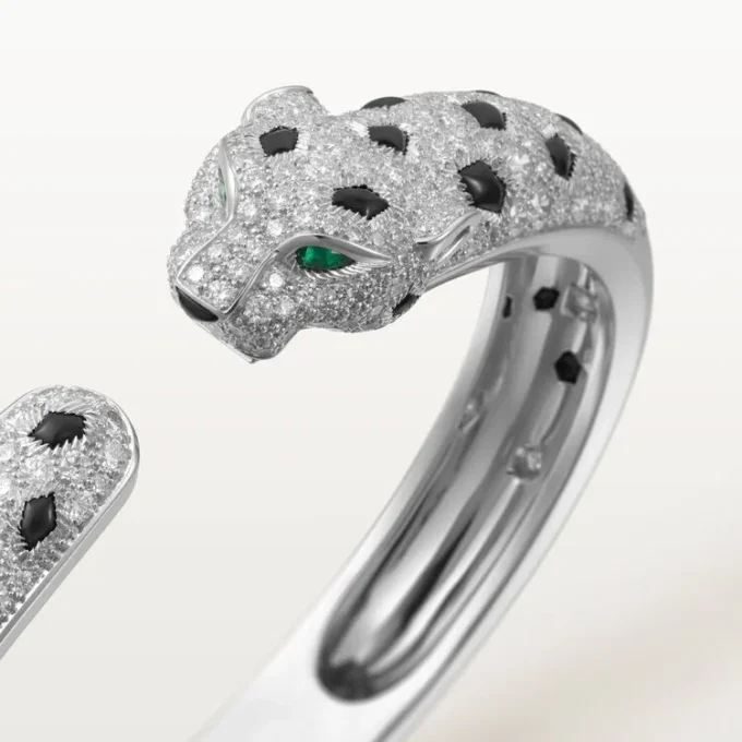 Panthere De Cartier-armband, middelgroot model, half bezet
