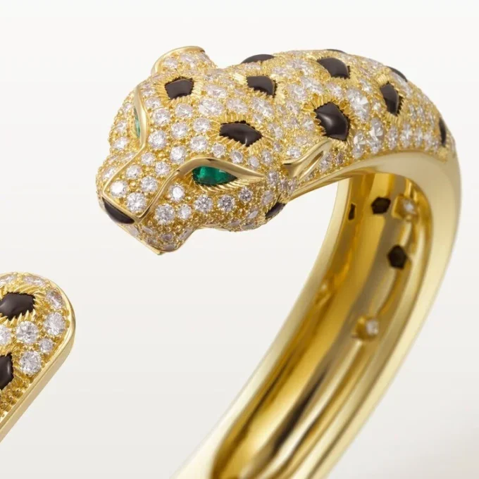 Panthere De Cartier-armband, middelgroot model, half bezet