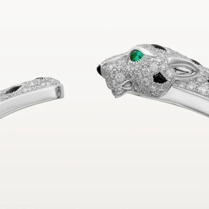 Panthere De Cartier-armband, middelgroot model, half bezet