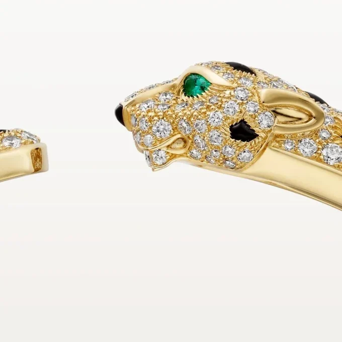 Panthere De Cartier-armband, middelgroot model, half bezet