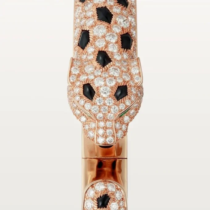Panthere De Cartier-armband, middelgroot model, half bezet