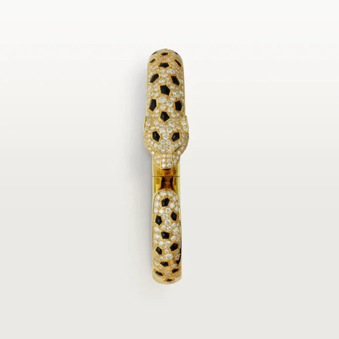 Panthere De Cartier-armband, middelgroot model, half bezet