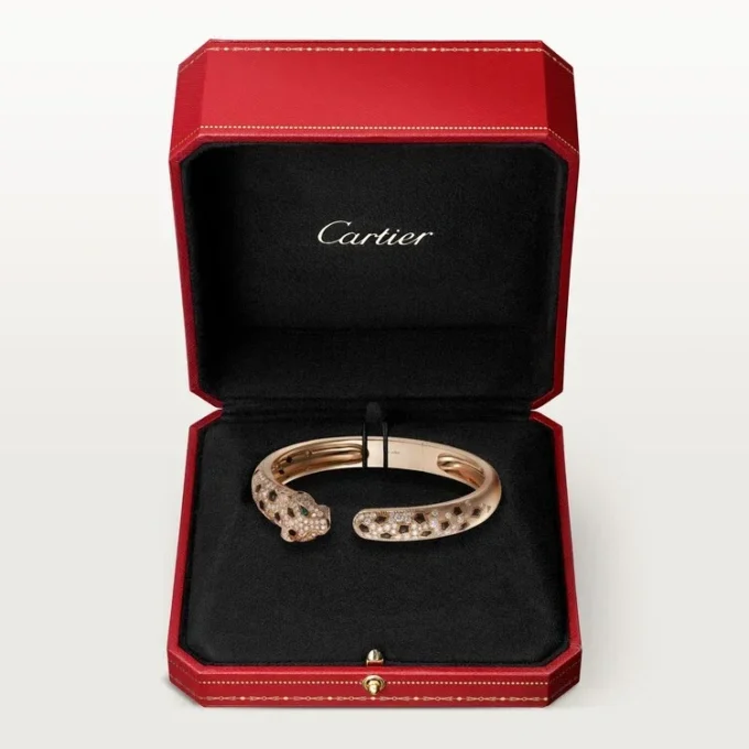 Panthere De Cartier-armband, middelgroot model, half bezet