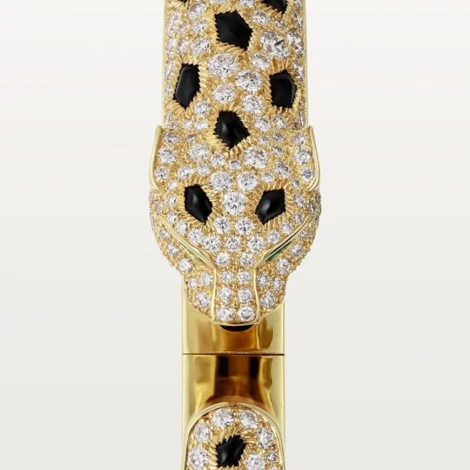 Panthere De Cartier-armband, middelgroot model, half bezet