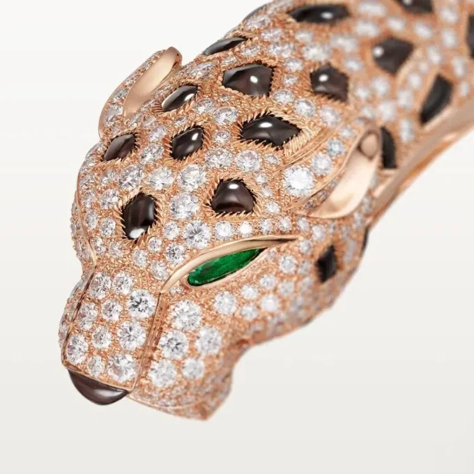 Panthere De Cartier-armband, obsidiaan, bezet