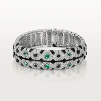 Panthere De Cartier-armband, smaragd, bezet