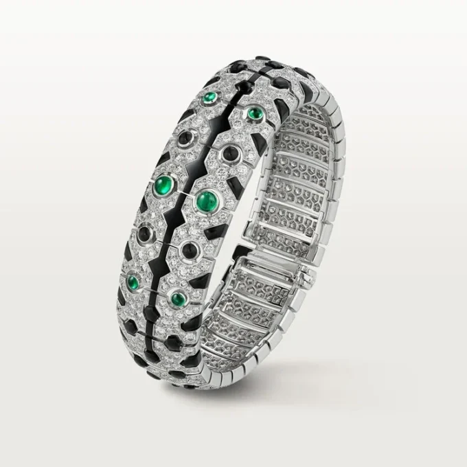 Panthere De Cartier-armband, smaragd, bezet