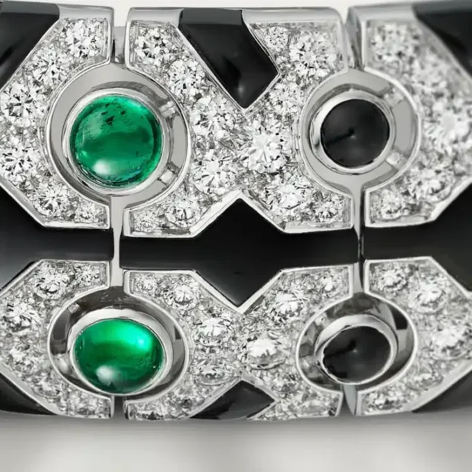 Panthere De Cartier-armband, smaragd, bezet