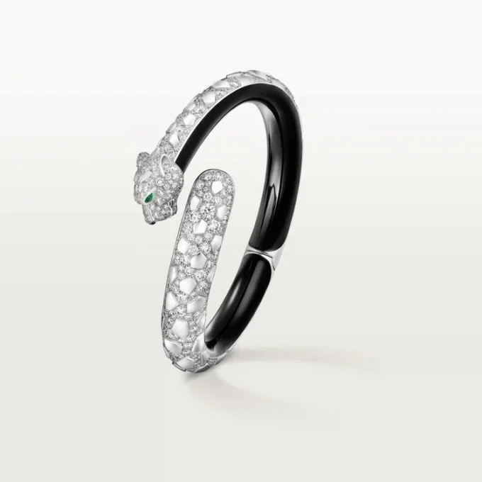 Panthere De Cartier-armband, zwart gelakt, bezet