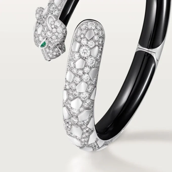 Panthere De Cartier-armband, zwart gelakt, bezet