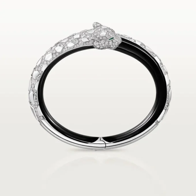 Panthere De Cartier-armband, zwart gelakt, bezet