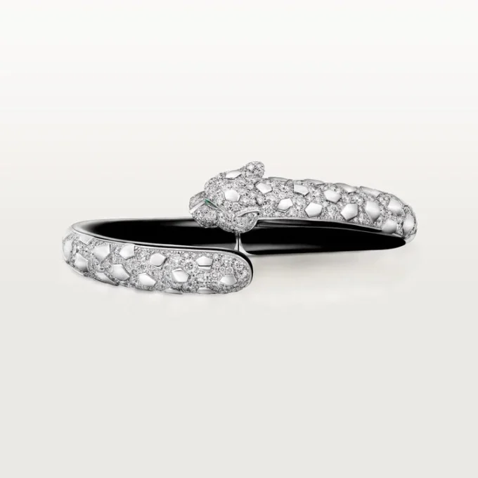 Panthere De Cartier-armband, zwart gelakt, bezet