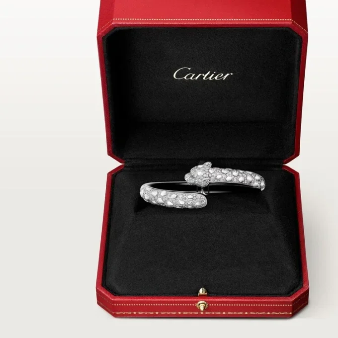 Panthere De Cartier-armband, zwart gelakt, bezet