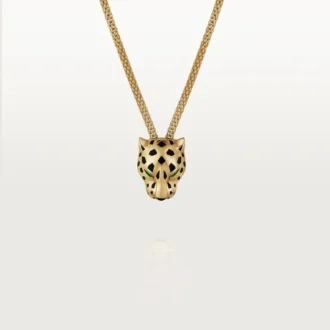 Panthere De Cartier-halsketting – geelgoud, lak, diamanten, tsavorietgranaat, onyx – Cartier