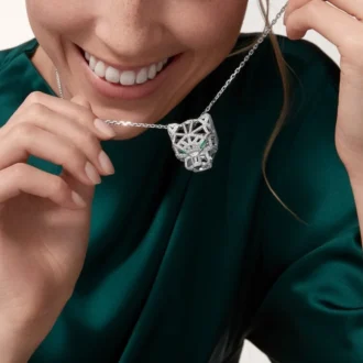 Panthere De Cartier-halsketting – Witgoud, smaragden, diamanten, onyx – Cartier